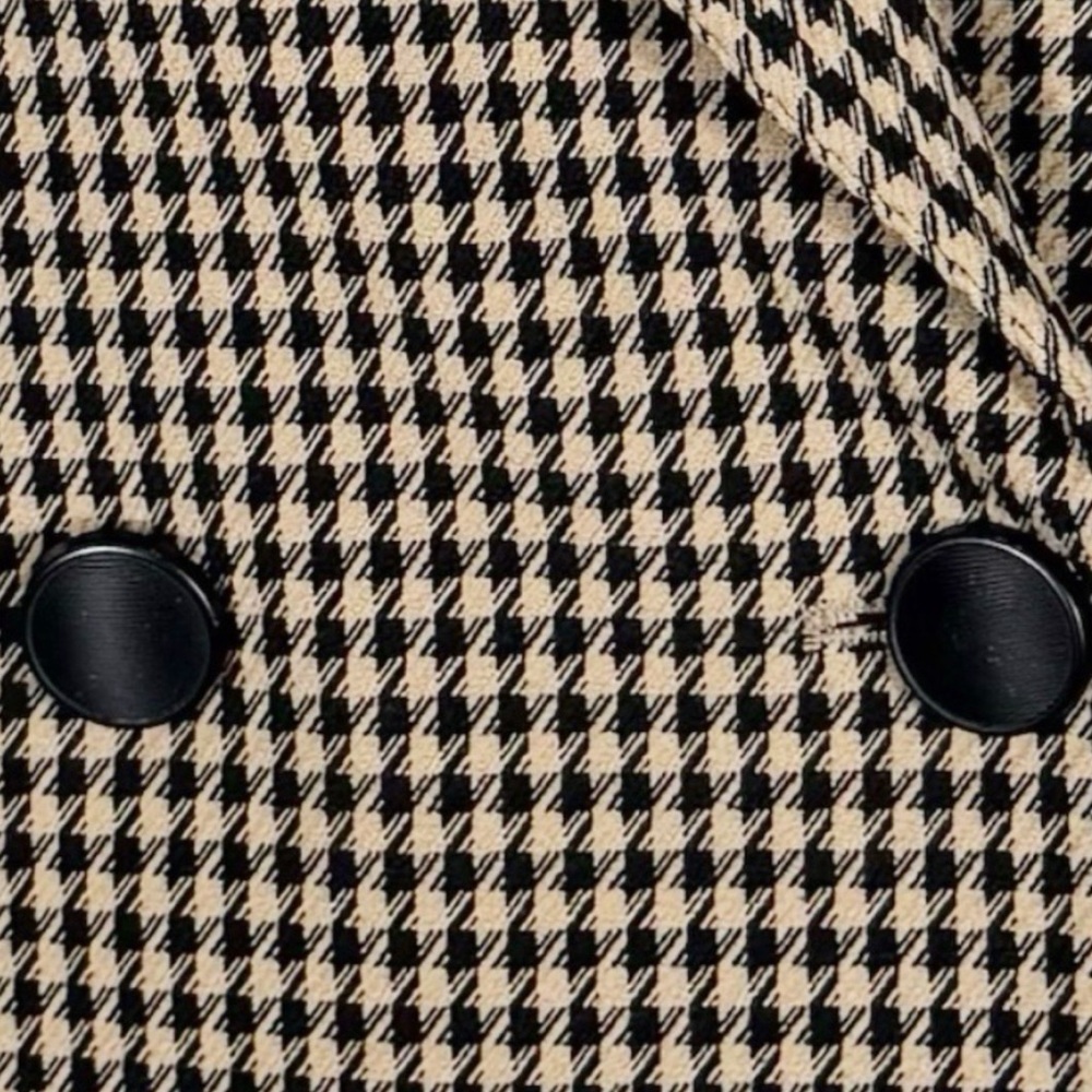 House of Harlow 1960 Womens Notched Lapel Houndstooth Blazer XS Tan Black Career - Picture 5 of 12
